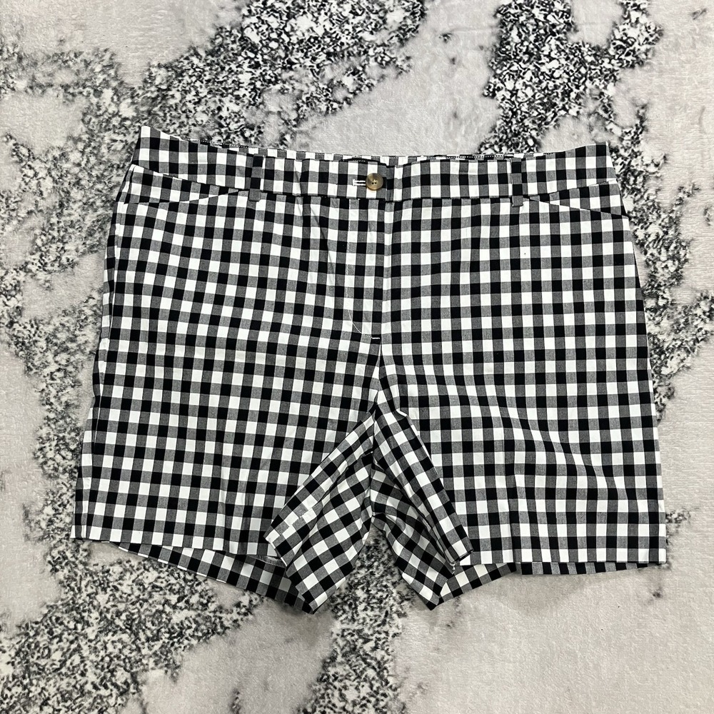 Talbots Perfect Short Womens Size 12 Black White Gingham Check Cotton Shorts